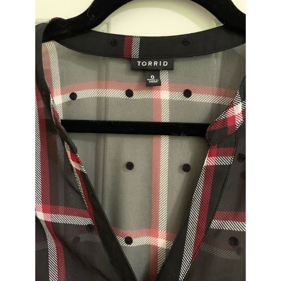 Torrid Plaid Sheer Chiffon Hi-Lo Babydoll Tunic 0X - Picture 3 of 9